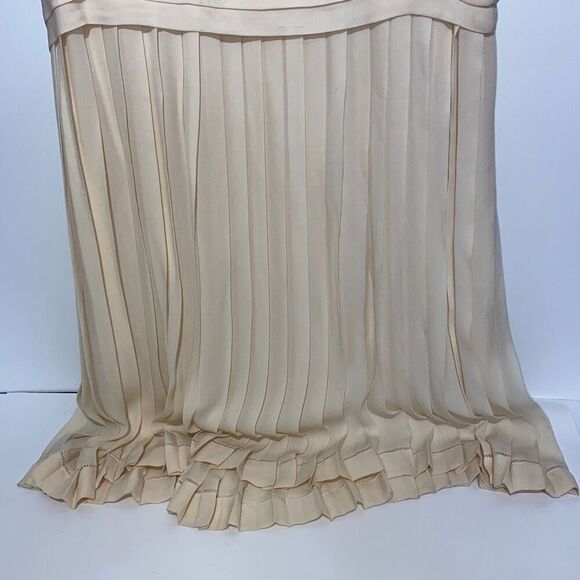 Albert Nipon Women's Cream Peated Detail Laced Floral Neck Midi Dress Size 10 - Picture 6 of 16